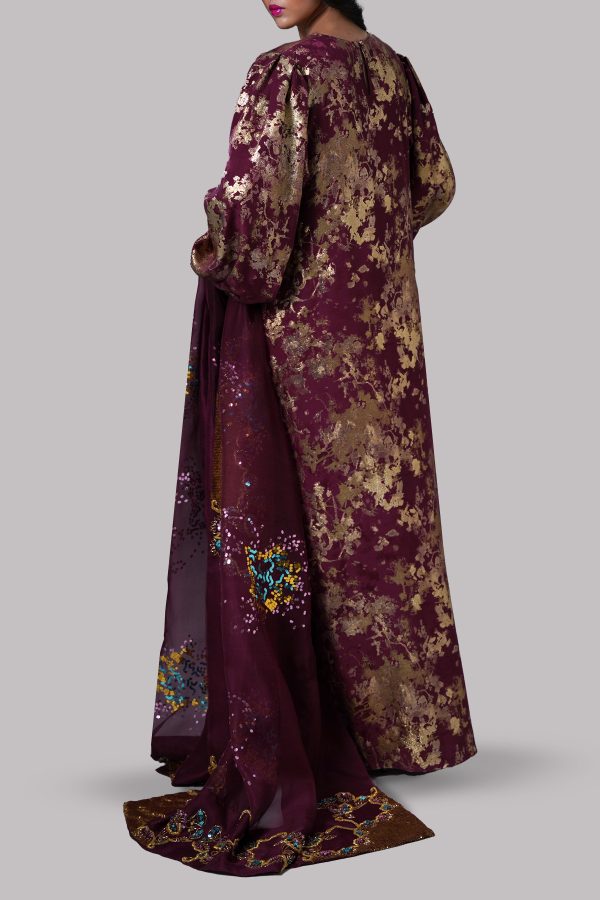 Burnt Wine Italian Silk Cloqué Maxi Set - Image 3