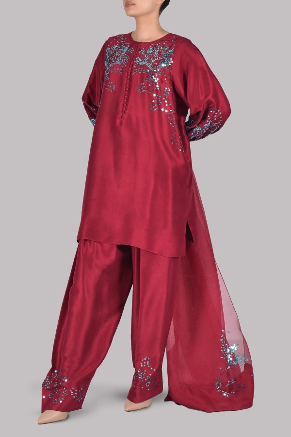 Chilli Pepper Embellished Raw Silk Set - Image 2