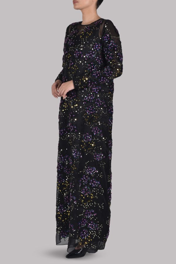 Black Embellished Italian Organza Maxi - Image 2