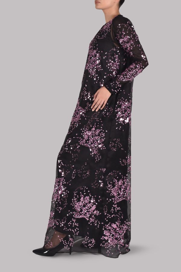 Black Embellished Italian Organza Maxi - Image 2
