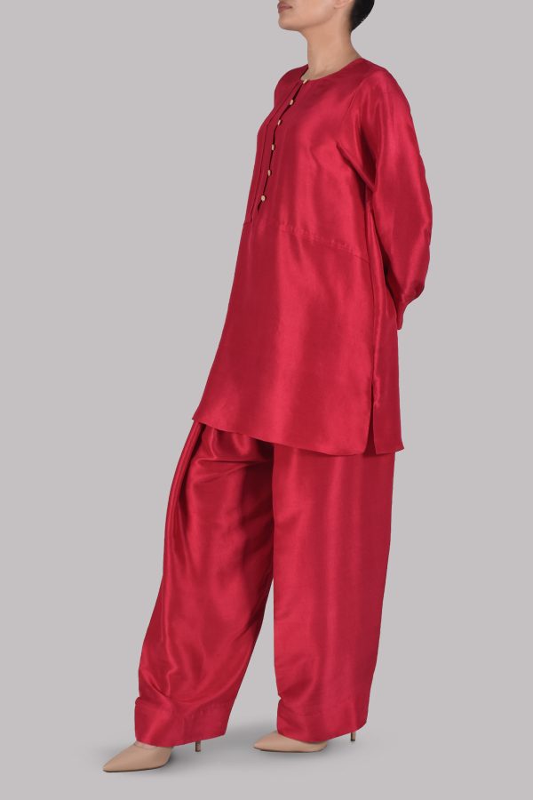 Tango Red Raw Silk Set - Image 2