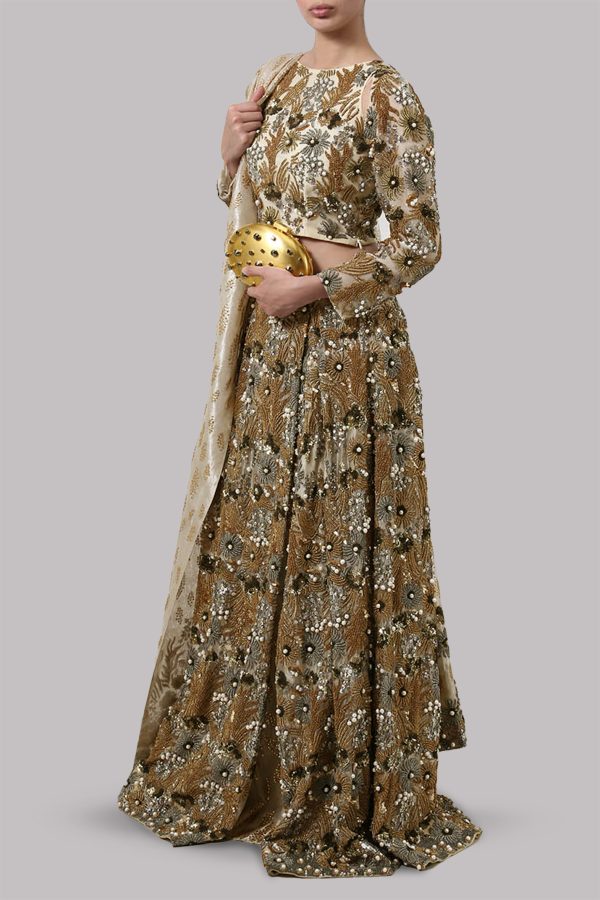 Gold Embellished Lehenga Choli Set - Image 2