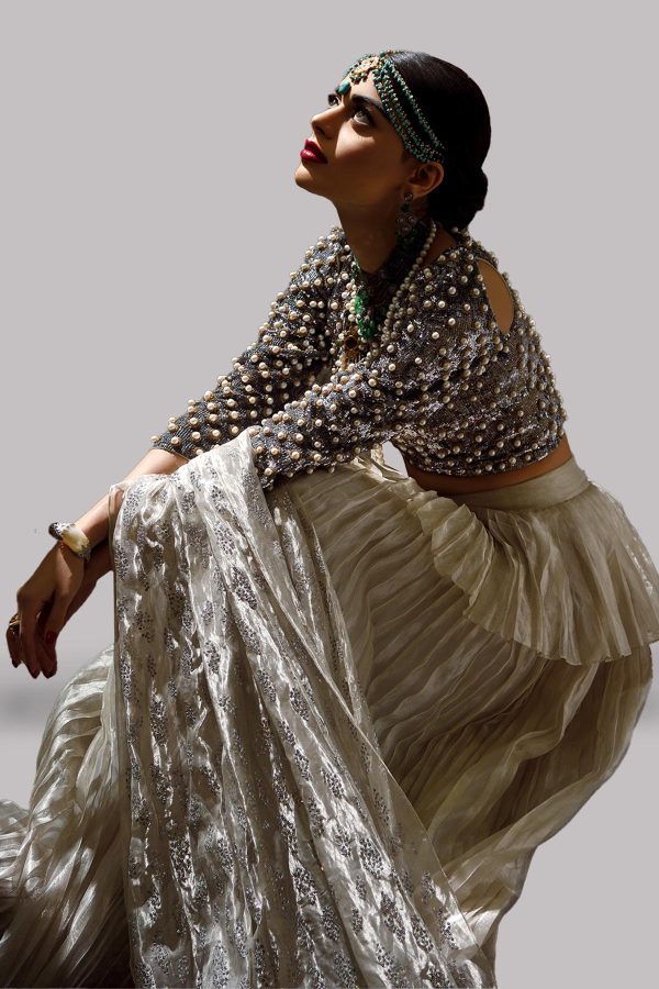 Silver Embellished Skirt Set - Image 2