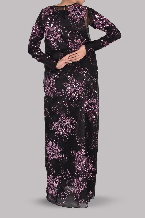 Black Embellished Italian Organza Maxi - Image 3