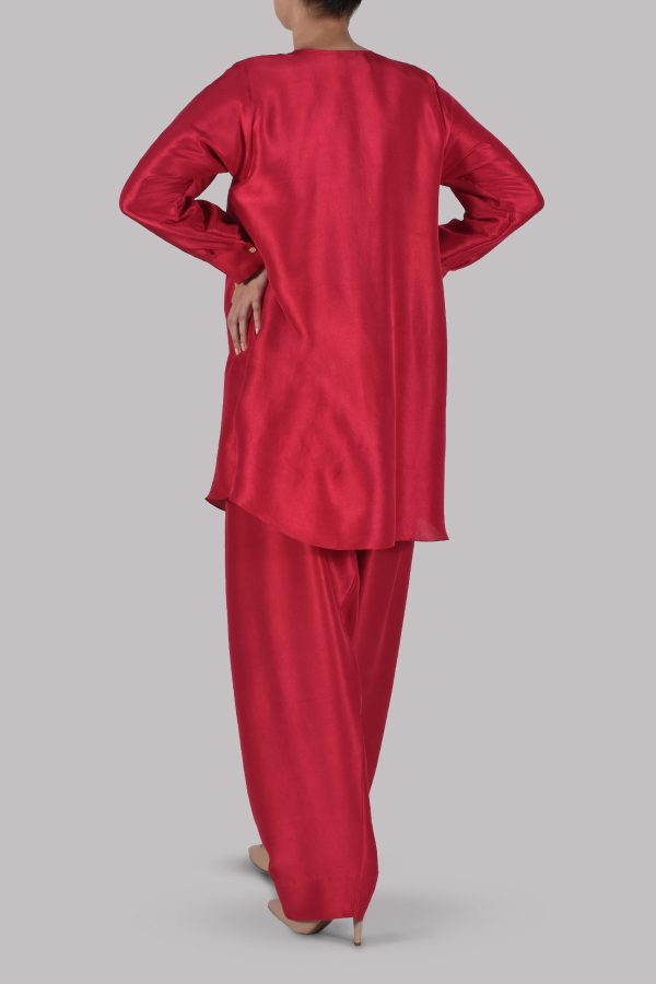 Tango Red Raw Silk Set - Image 3