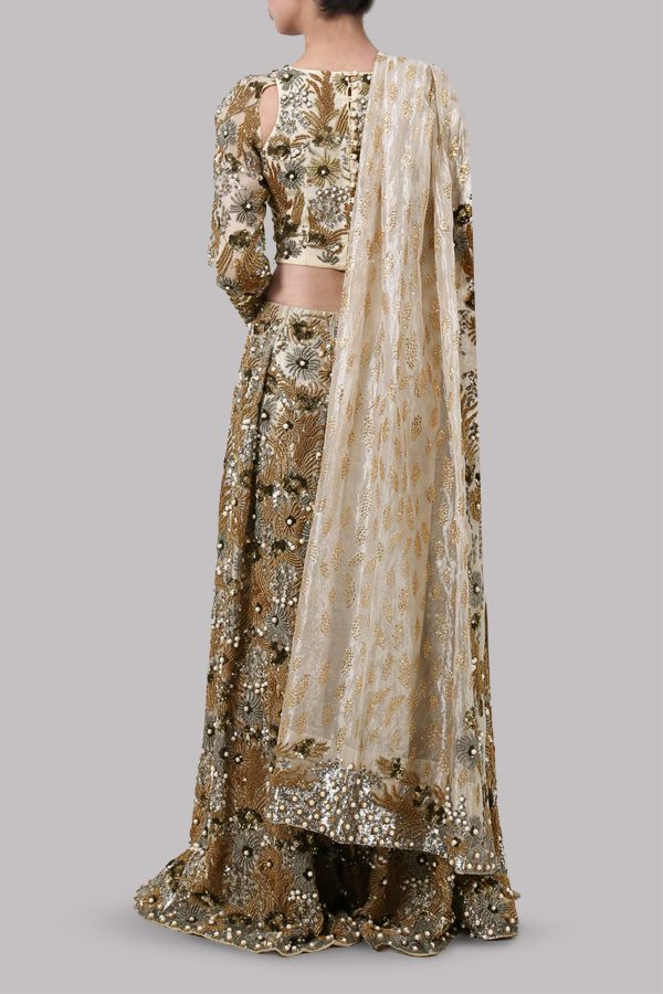 Gold Embellished Lehenga Choli Set - Image 3