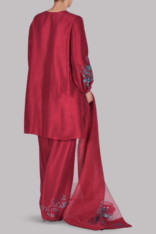Chilli Pepper Embellished Raw Silk Set - Image 3