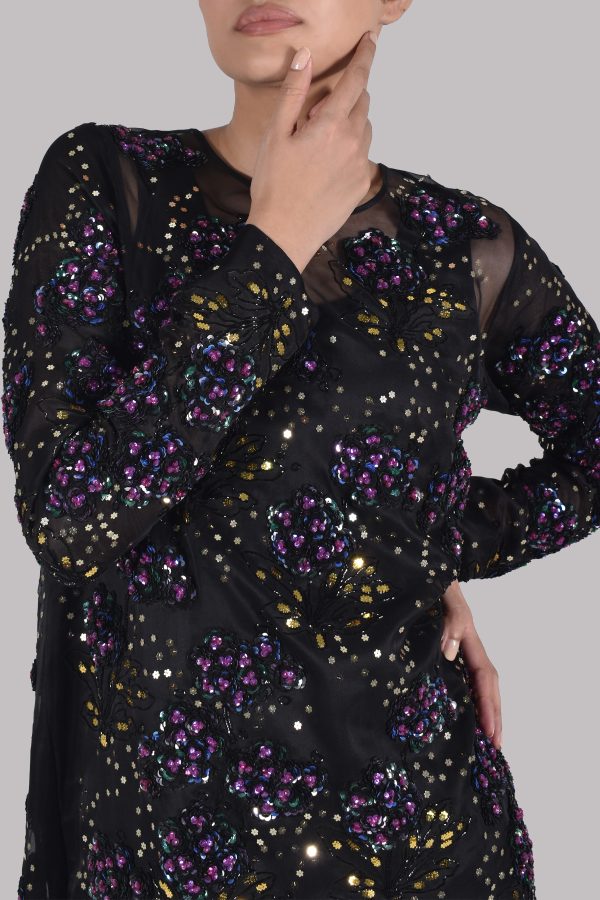 Black Embellished Italian Organza Maxi - Image 4