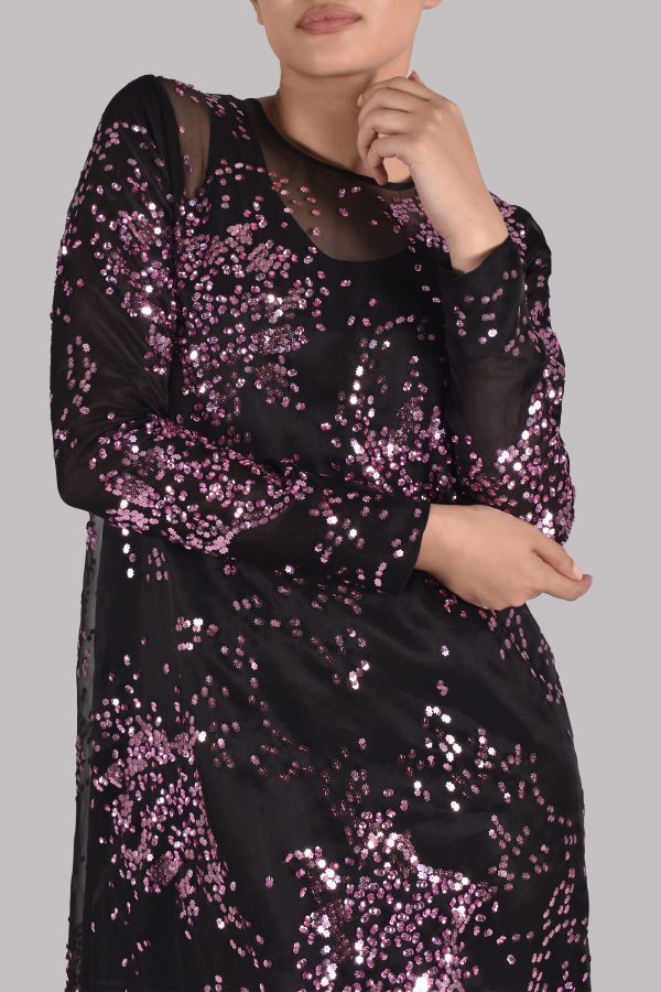 Black Embellished Italian Organza Maxi - Image 4