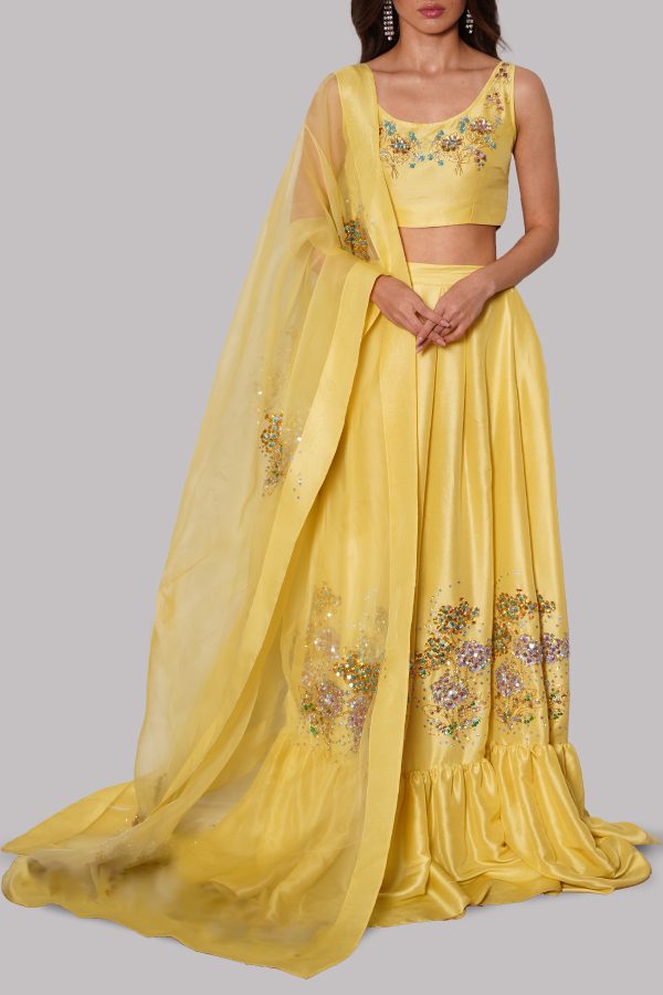 Illuminating Yellow Embellished Skirt Set