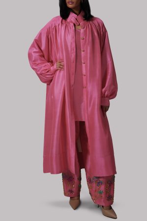 Fandango Pink Raw Silk Jacket Set
