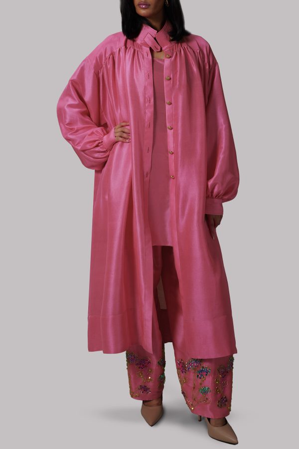 Fandango Pink Raw Silk Jacket Set