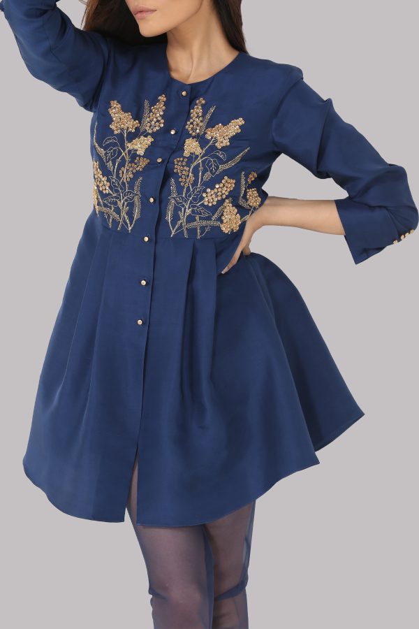 Surf the Web Blue Embellished Peplum Set - Image 3