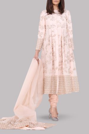 Pink Dogwood Embellished Organza Dress Set