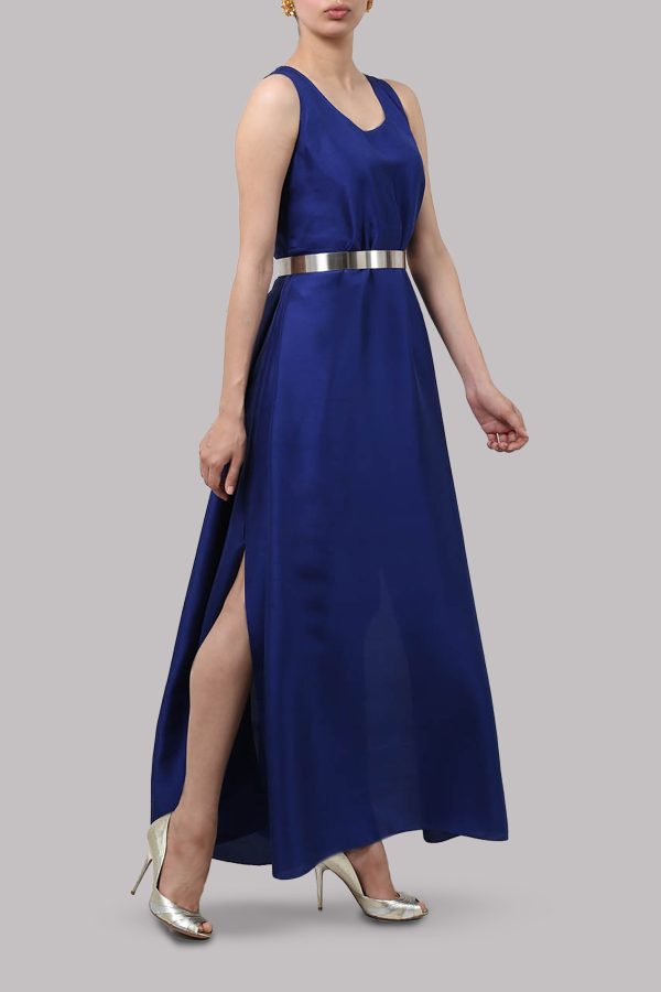 Dazzling Blue Sleeveless Maxi Dress - Image 2