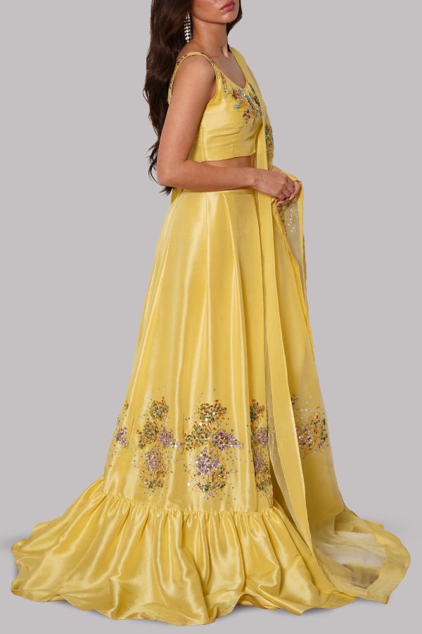 Illuminating Yellow Embellished Skirt Set - Image 2
