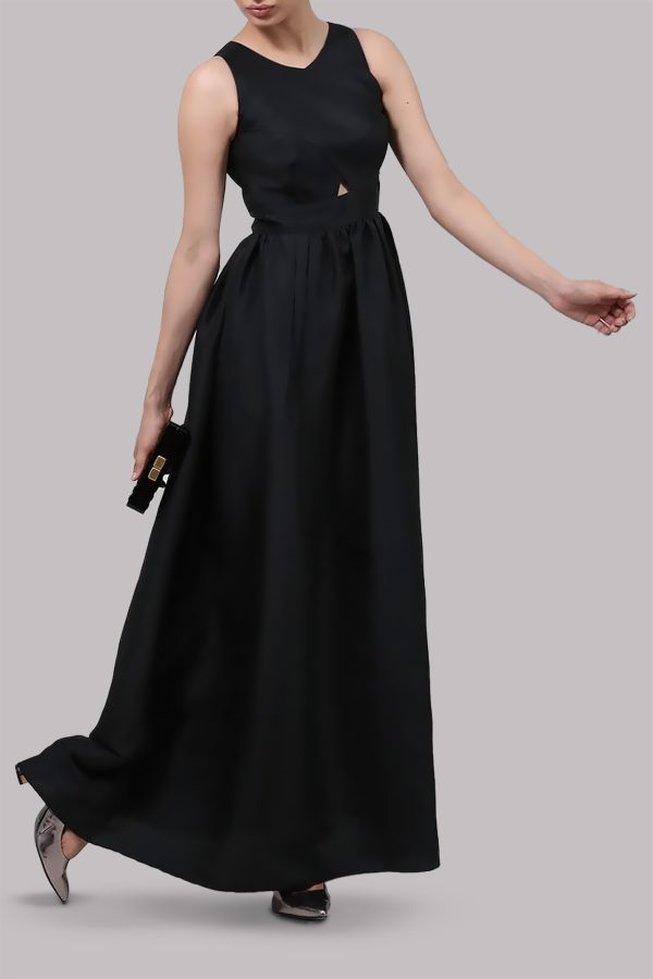 Black Cutout A-Line Dress - Image 2