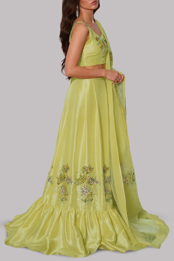 Illuminating Yellow Embellished Skirt Set - Image 2