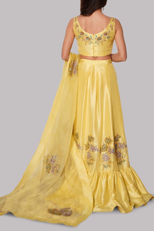 Illuminating Yellow Embellished Skirt Set - Image 3