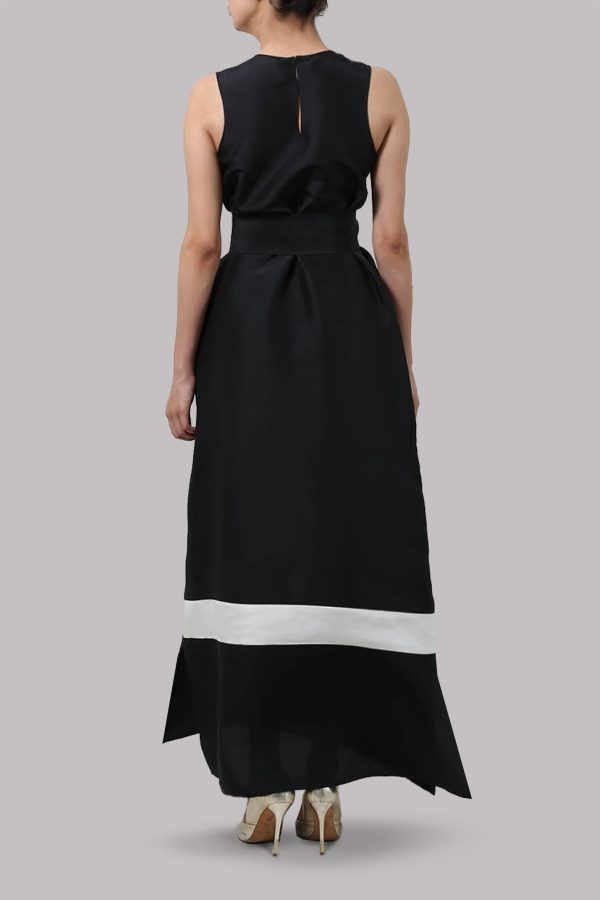 Black Raw Silk Maxi Dress - Image 3