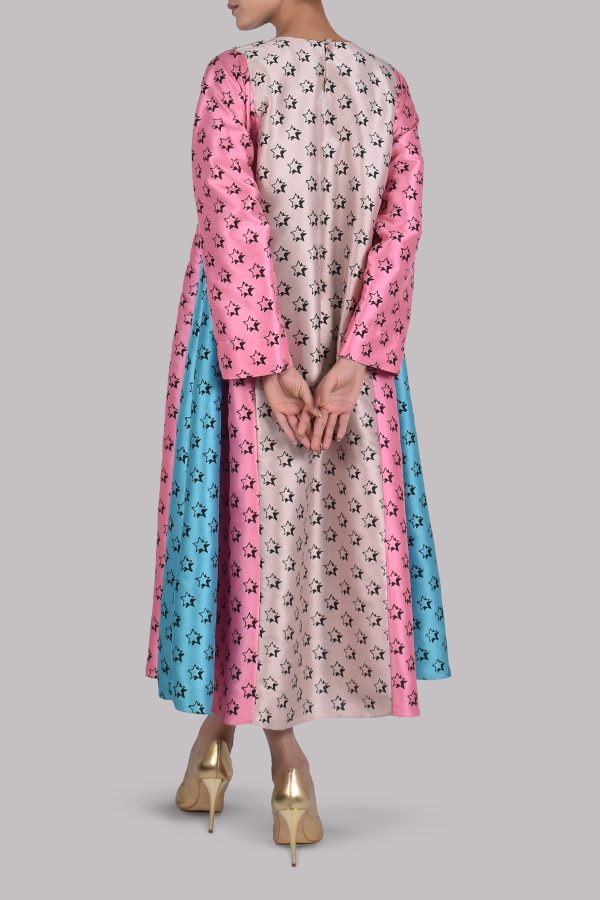Rose Smoke, Plumeria and Scuba Blue Embellished Raw Silk Tunic - Image 3