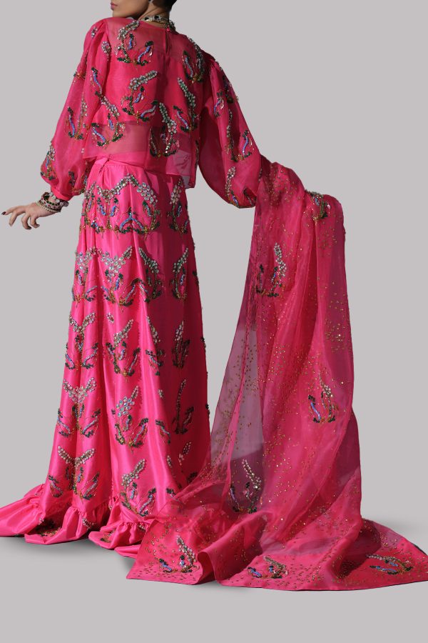 Camellia Rose Pink Embellished Skirt Set - Image 3
