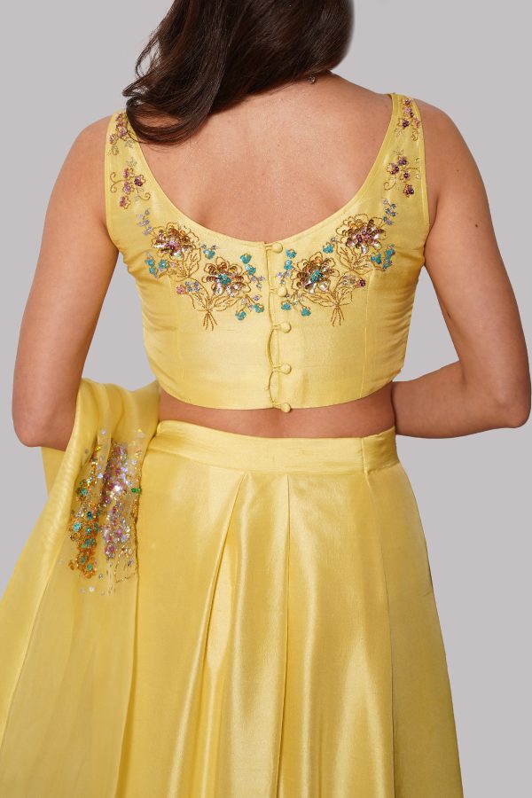 Illuminating Yellow Embellished Skirt Set - Image 4