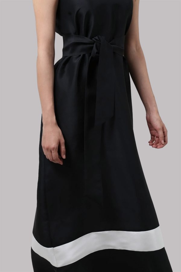 Black Raw Silk Maxi Dress - Image 4