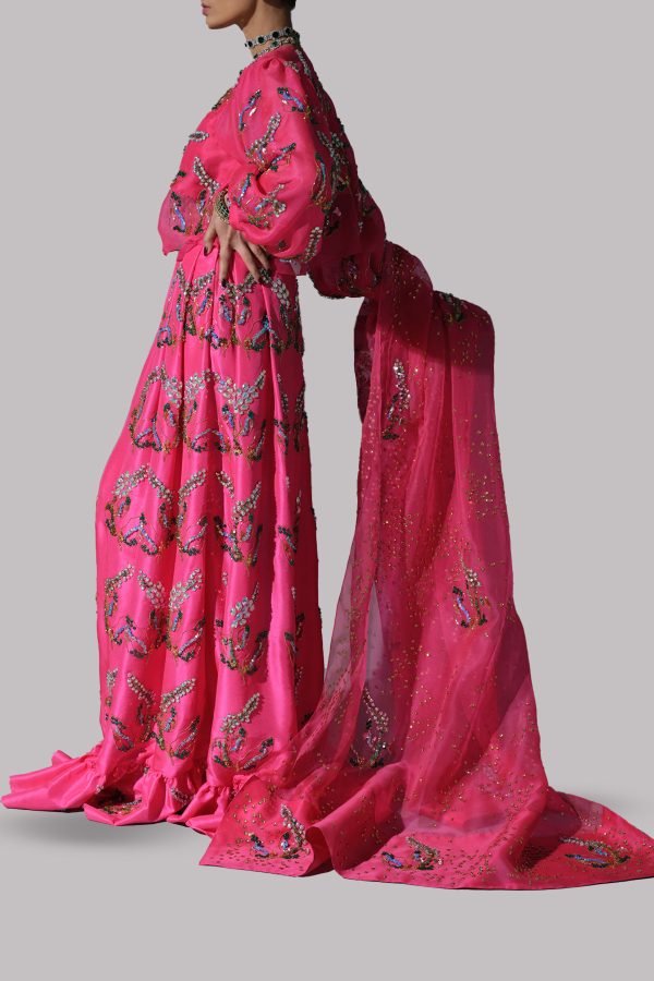 Camellia Rose Pink Embellished Skirt Set - Image 4