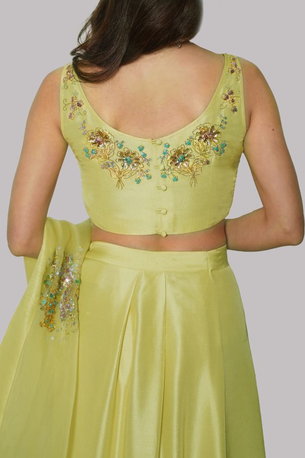 Illuminating Yellow Embellished Skirt Set - Image 4