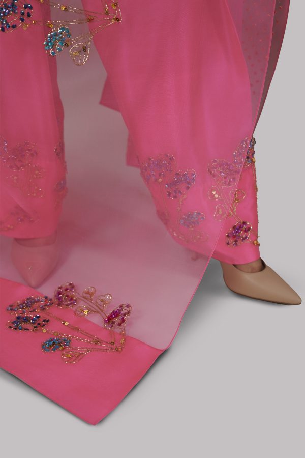 Fandango Pink Embellished Raw Silk Set - Image 5