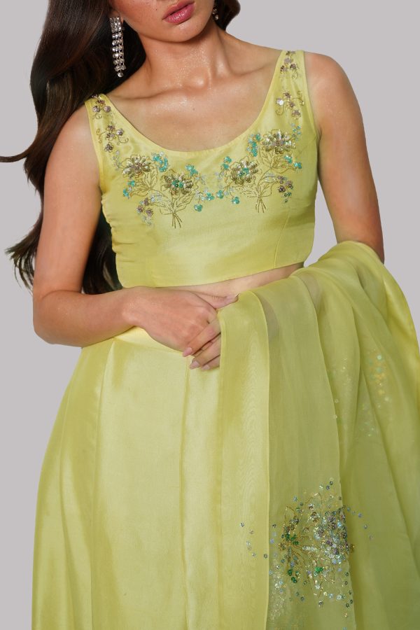 Illuminating Yellow Embellished Skirt Set - Image 5