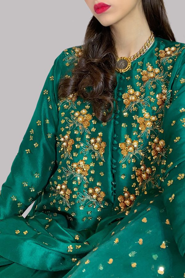 Evergreen Embellished Raw Silk Set - Image 2