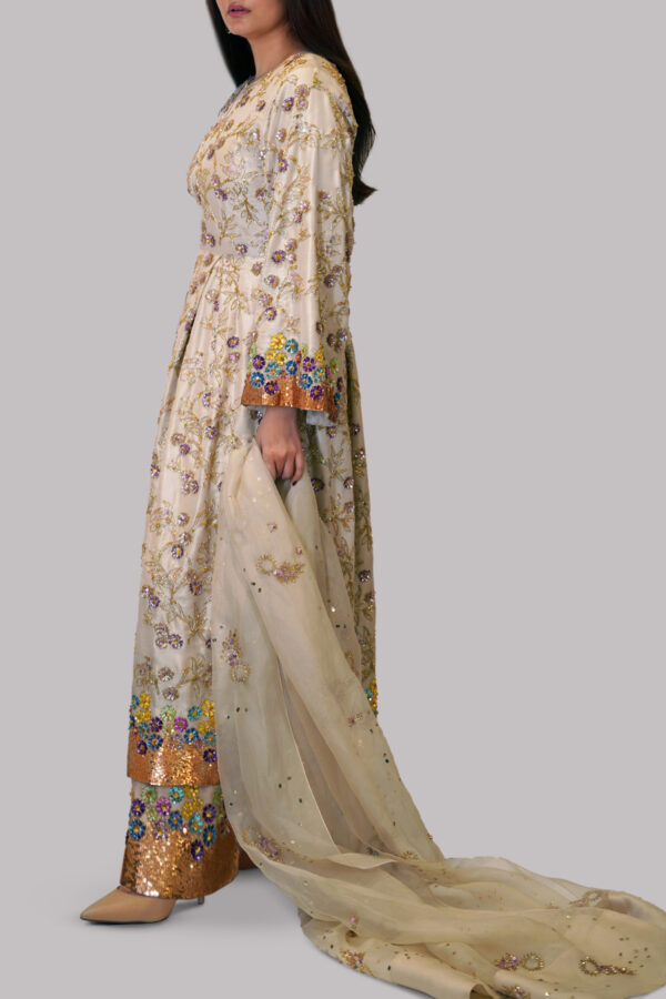 White Swan Embellished Raw Silk Set - Image 2