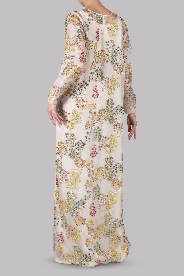 Egret Embellished Italian Organza Maxi - Image 3
