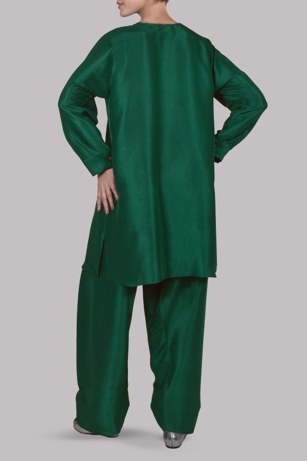 Galapogas Green Raw Silk Tunic Set - Image 3