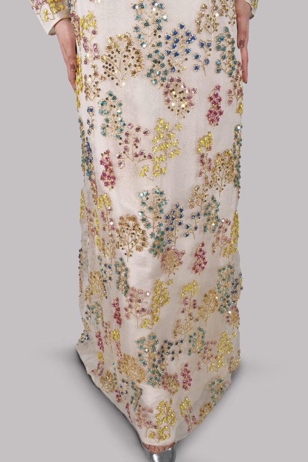 Egret Embellished Italian Organza Maxi - Image 4