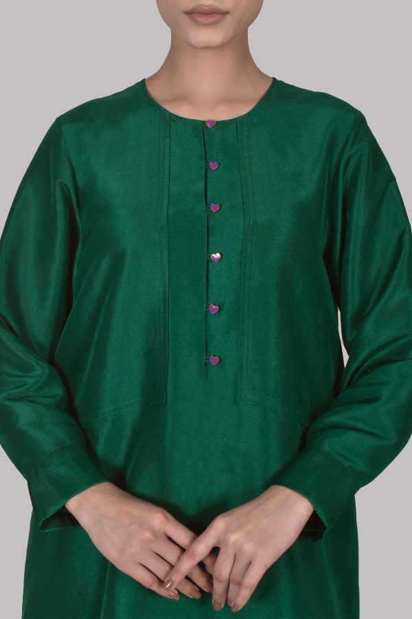 Galapogas Green Raw Silk Tunic Set - Image 4