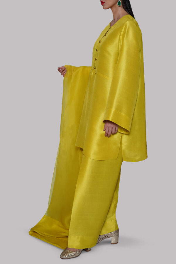 Aurora Yellow Raw Silk Tunic Set - Image 3