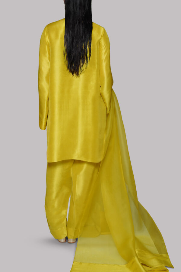 Aurora Yellow Raw Silk Tunic Set - Image 4