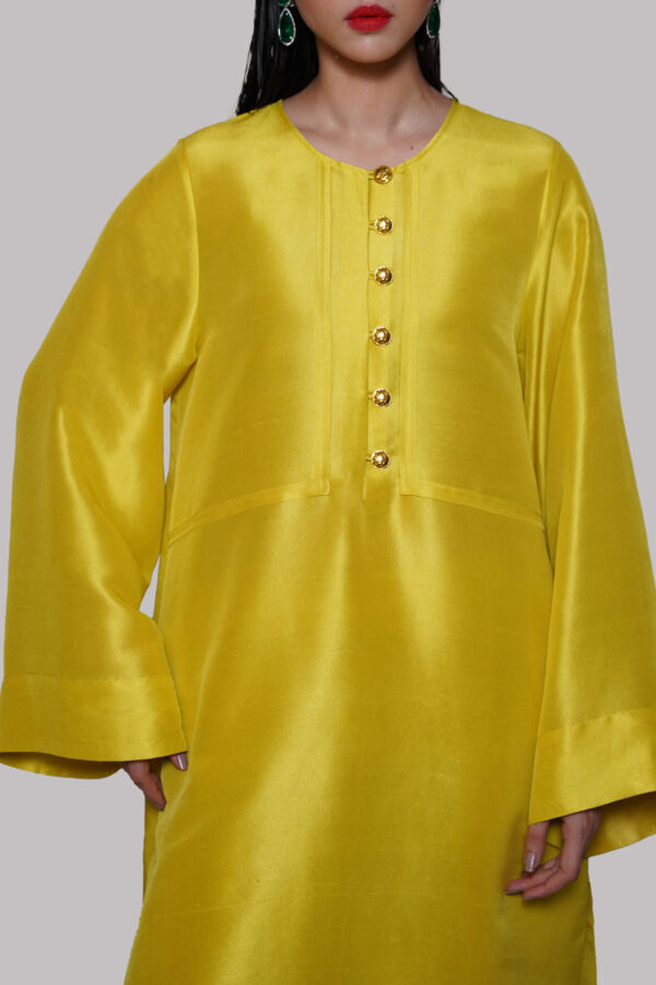 Aurora Yellow Raw Silk Tunic Set - Image 5