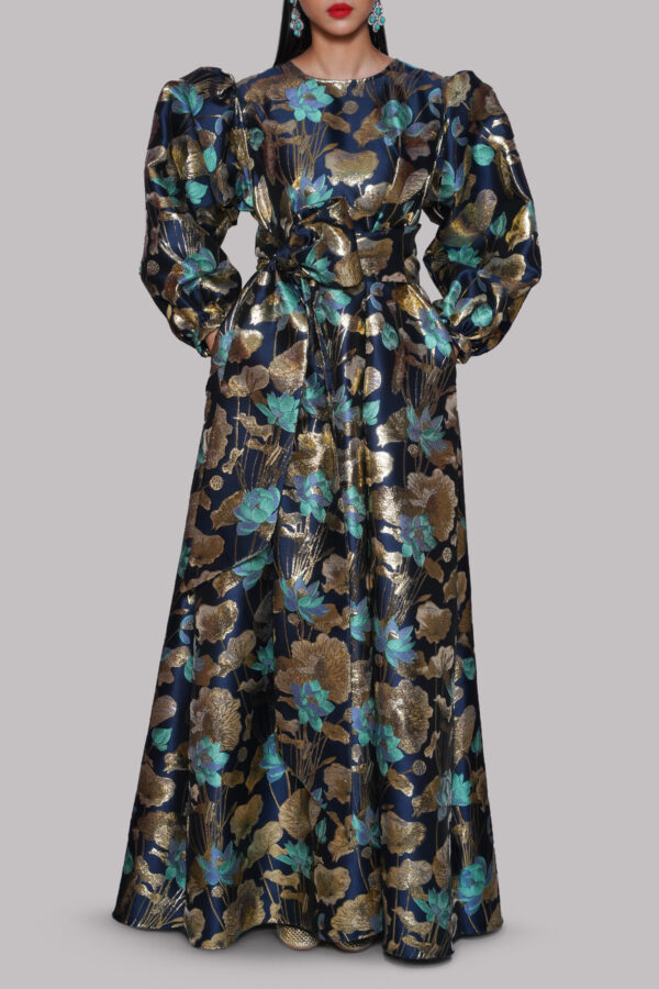 Blue Italian Brocade Maxi