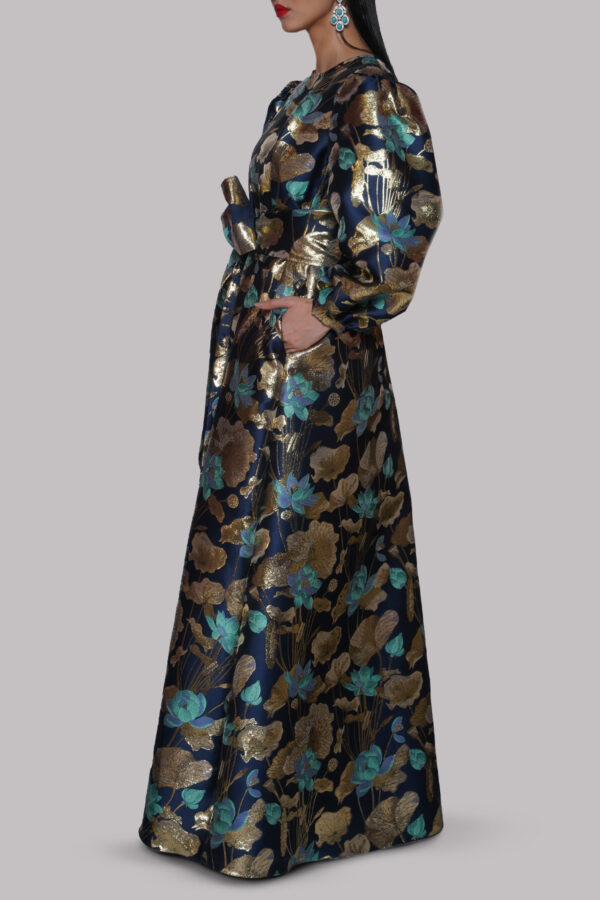 Blue Italian Brocade Maxi - Image 3