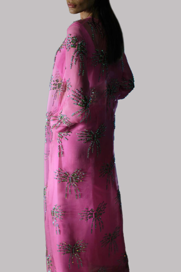 Azalea Pink Embellished Organza Maxi - Image 3