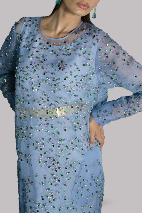 Blue Bell Embellished Organza Maxi - Image 3