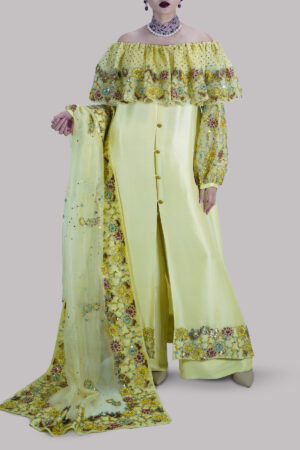 Lemon Verbena Off-Shoulder Embellished Set