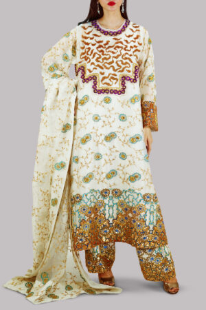 Solitary Star Embellished Raw Silk Set