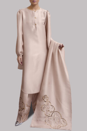 Rose Dust Embellished Raw Silk Set