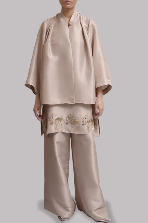 Rose Dust Embellished Raw Silk Jacket Set