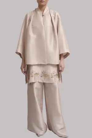 Rose Dust Embellished Raw Silk Jacket